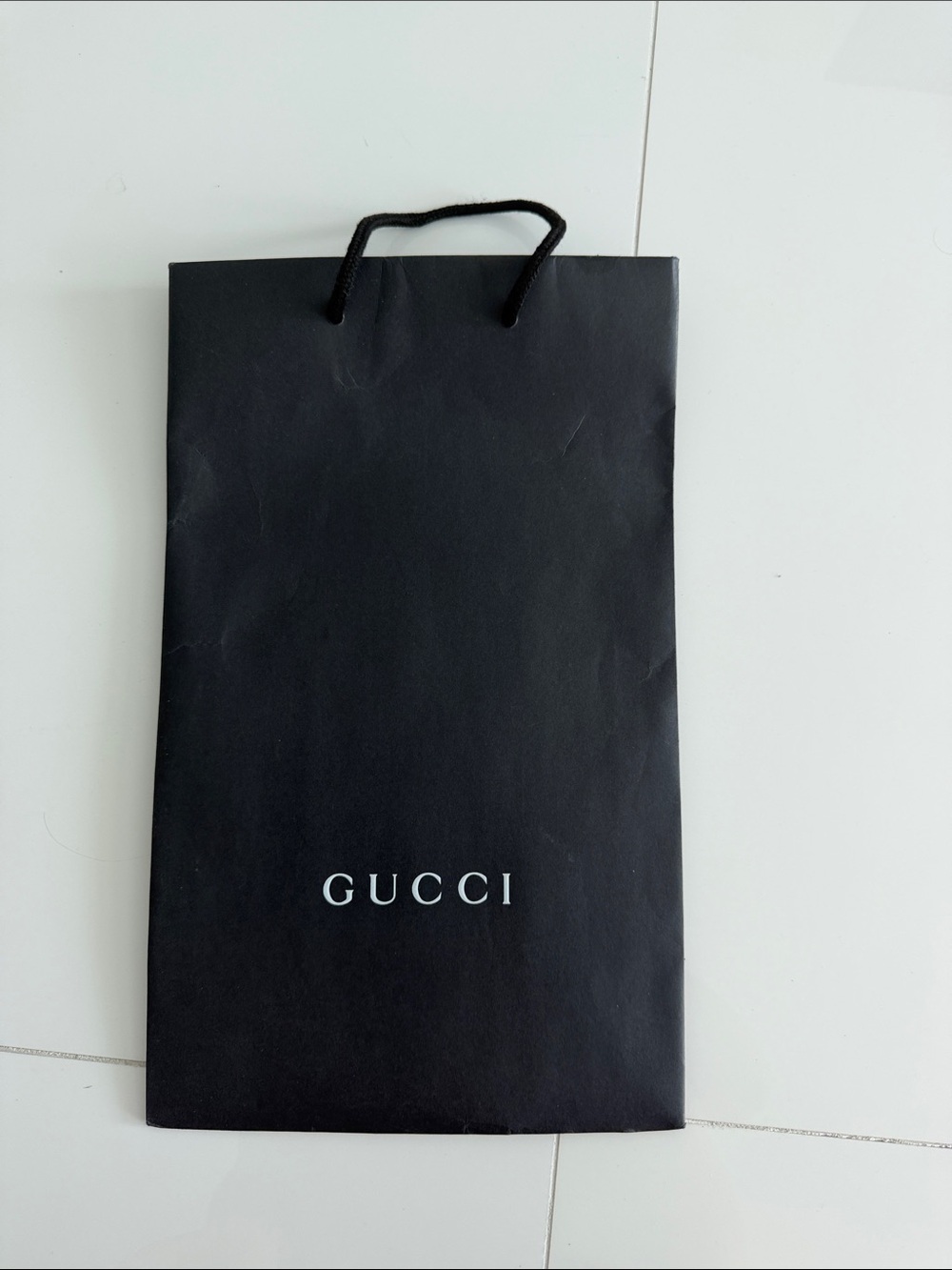 Gucci Black Paper Gift Bag with White Logo
